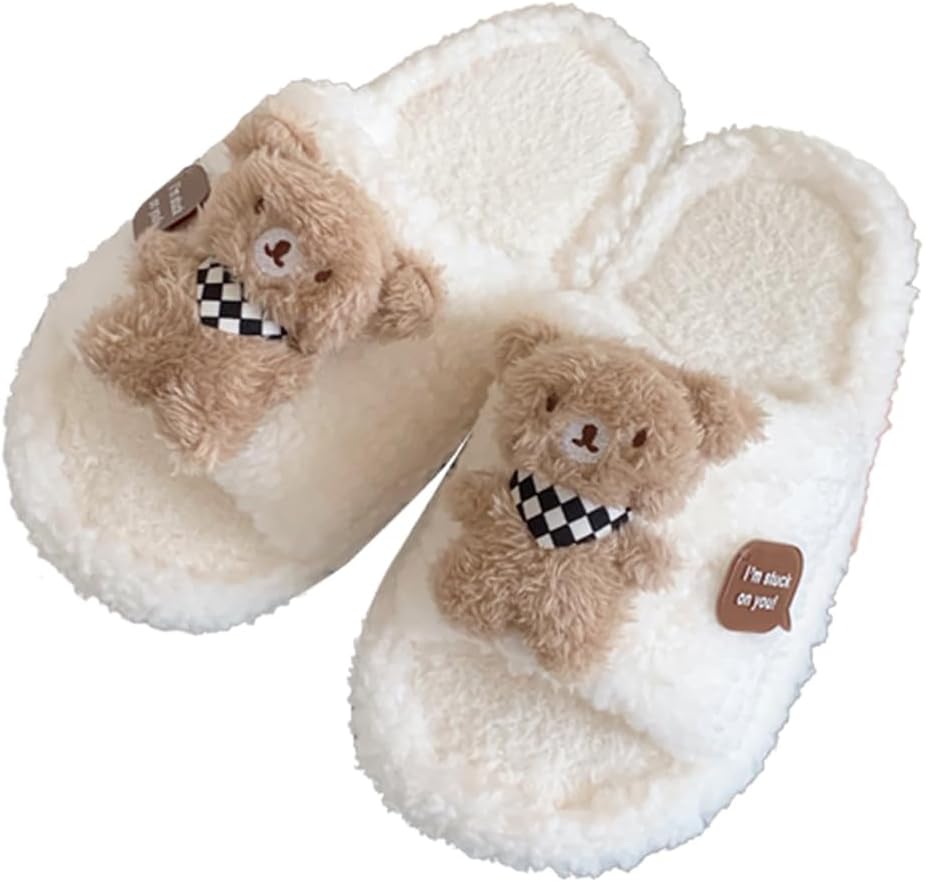 

Милые пушистые удобные тапочки для женщин и мужчин, мягкие, теплые, плюшевые домашние тапочки для улицы и дома Plonme, белый