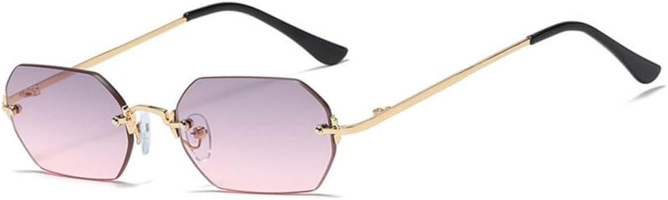 

Роскошные безободковые солнцезащитные очки для мужчин, безрамочные солнцезащитные очки с градиентным переходом для женщин, модные винтажные металлические очки TYUVIVO, Gold-grey Pink