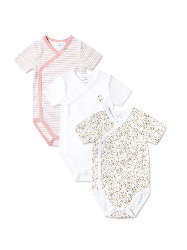 

Stellou & friends Комплект из боди с запахом, короткие рукава, розовый цветочный принт