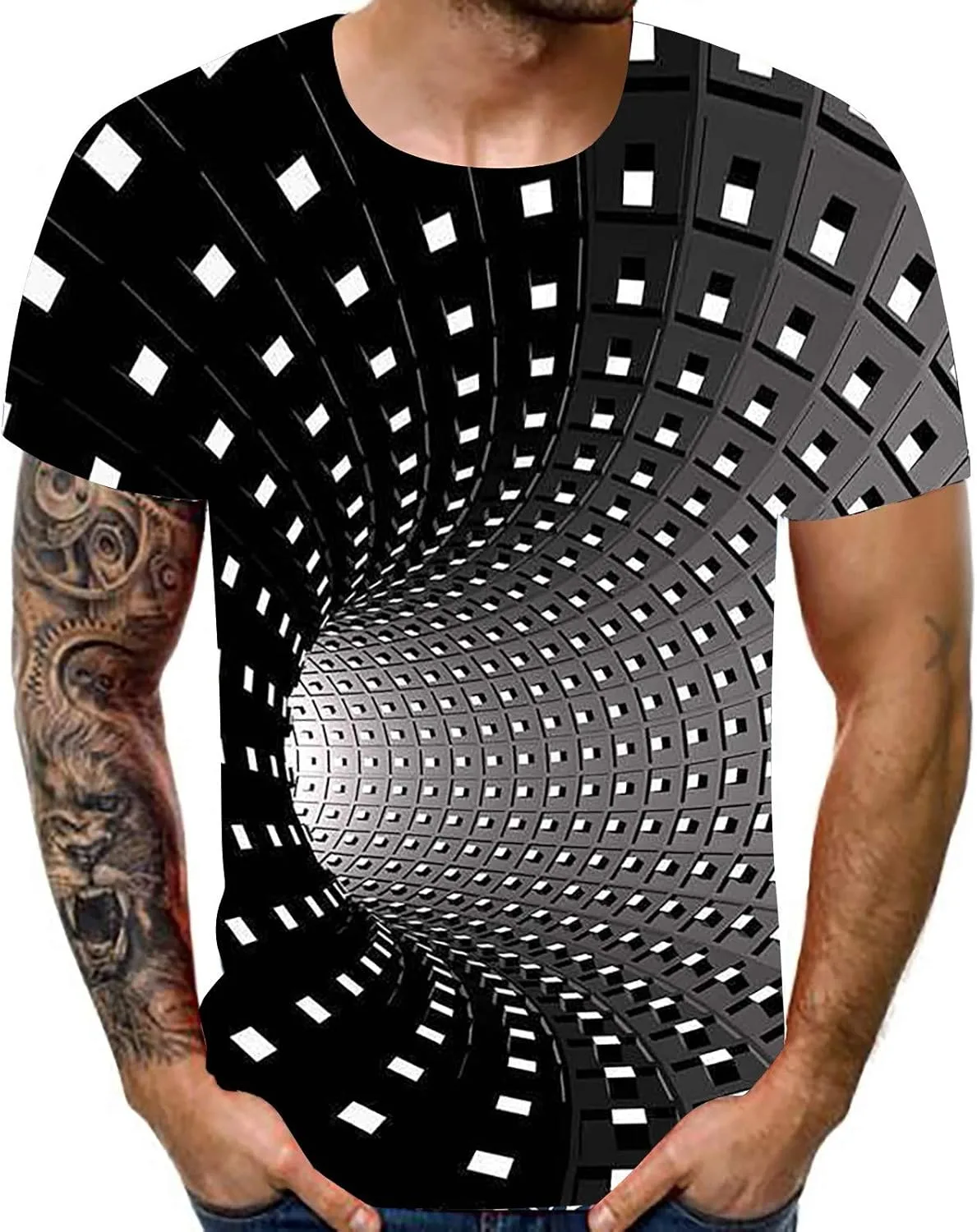 

Футболка с 3D принтом Optical Illusion для мужчин Sdeycui