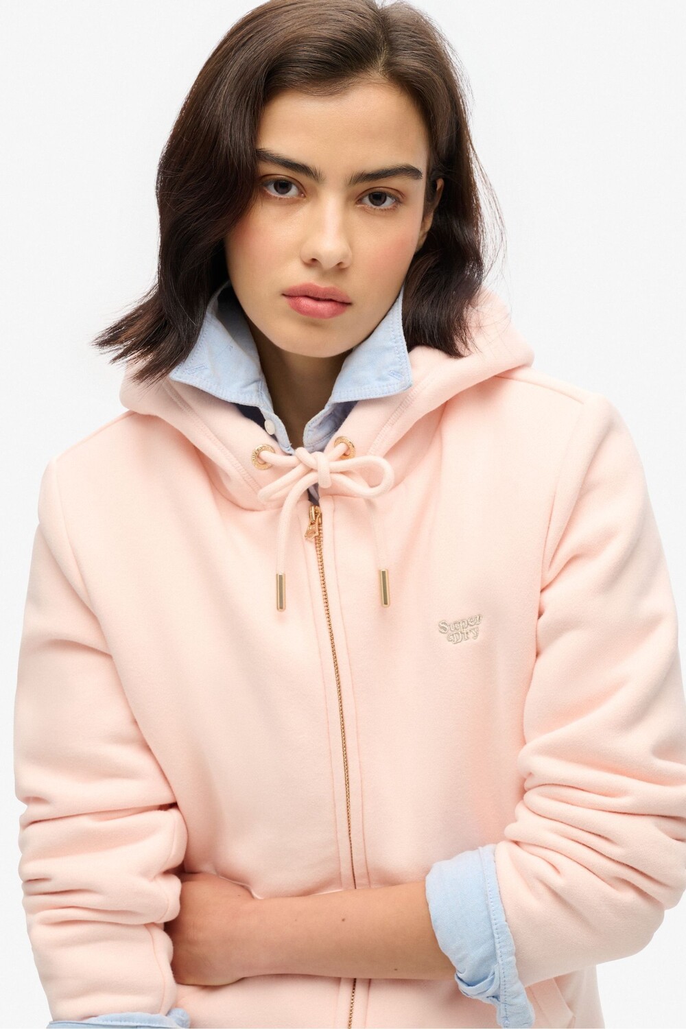 Толстовка Essential с капюшоном на молнии с подкладкой из искусственного меха Superdry, розовый — фото 3