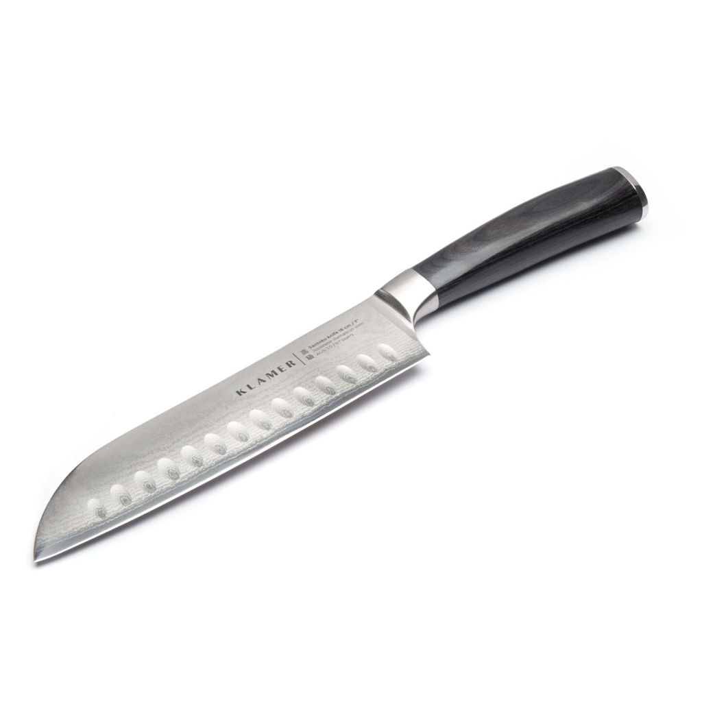 

Нож KLAMER Premium Santoku Damascus из настоящей японской стали, поварской нож 18 см