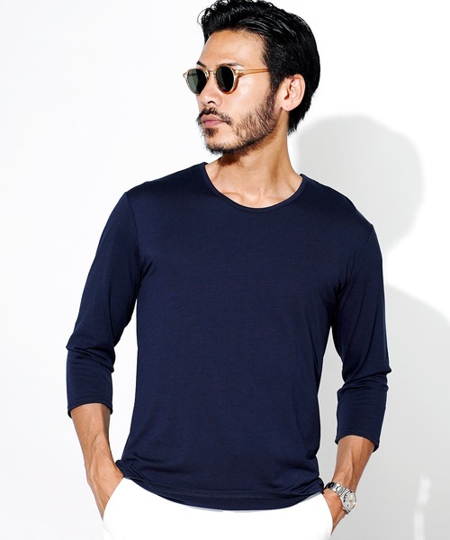 

Футболка эластичная с круглым вырезом и рукавами 3/4 JIGGYS SHOP, темно-синий