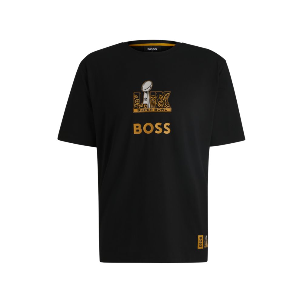 

X Футболка NFL из эластичного хлопка с золотистым рисунком BOSS, черный