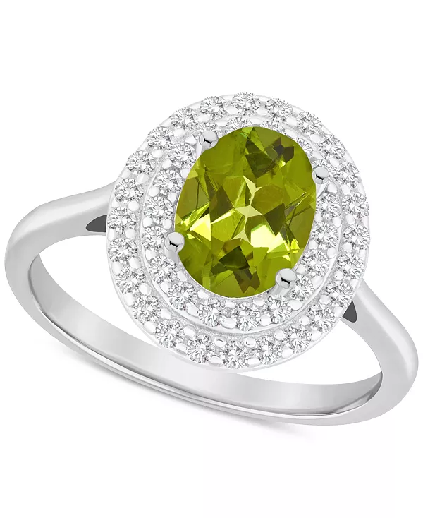 

Кольцо с овальным ореолом из серебра 925 пробы с родолитовым гранатом (1,5 карата tw) и белым топазом (3/8 карата tw) (также с цитрином, голубым топазом, аметистом и перидотом) Macy'S, peridot