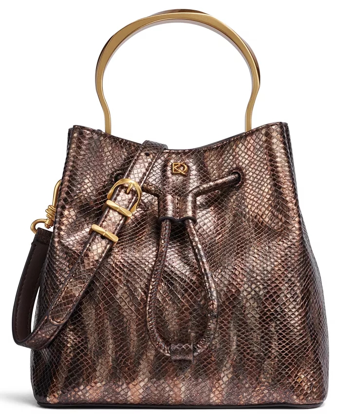 

Сумка-ведро Lawrence Metallic Snake с верхней ручкой Donna Karan New York, коричневый