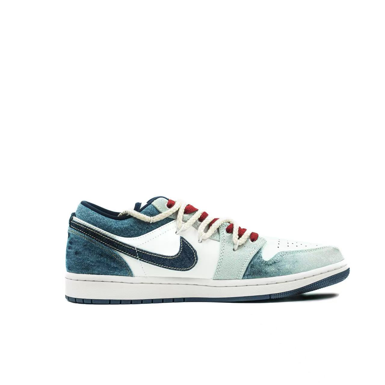 Jordan Кроссовки баскетбольные мужские Air 1 Denim Storm Abrasion Resistant низкие винтажные синие белые — фото 3
