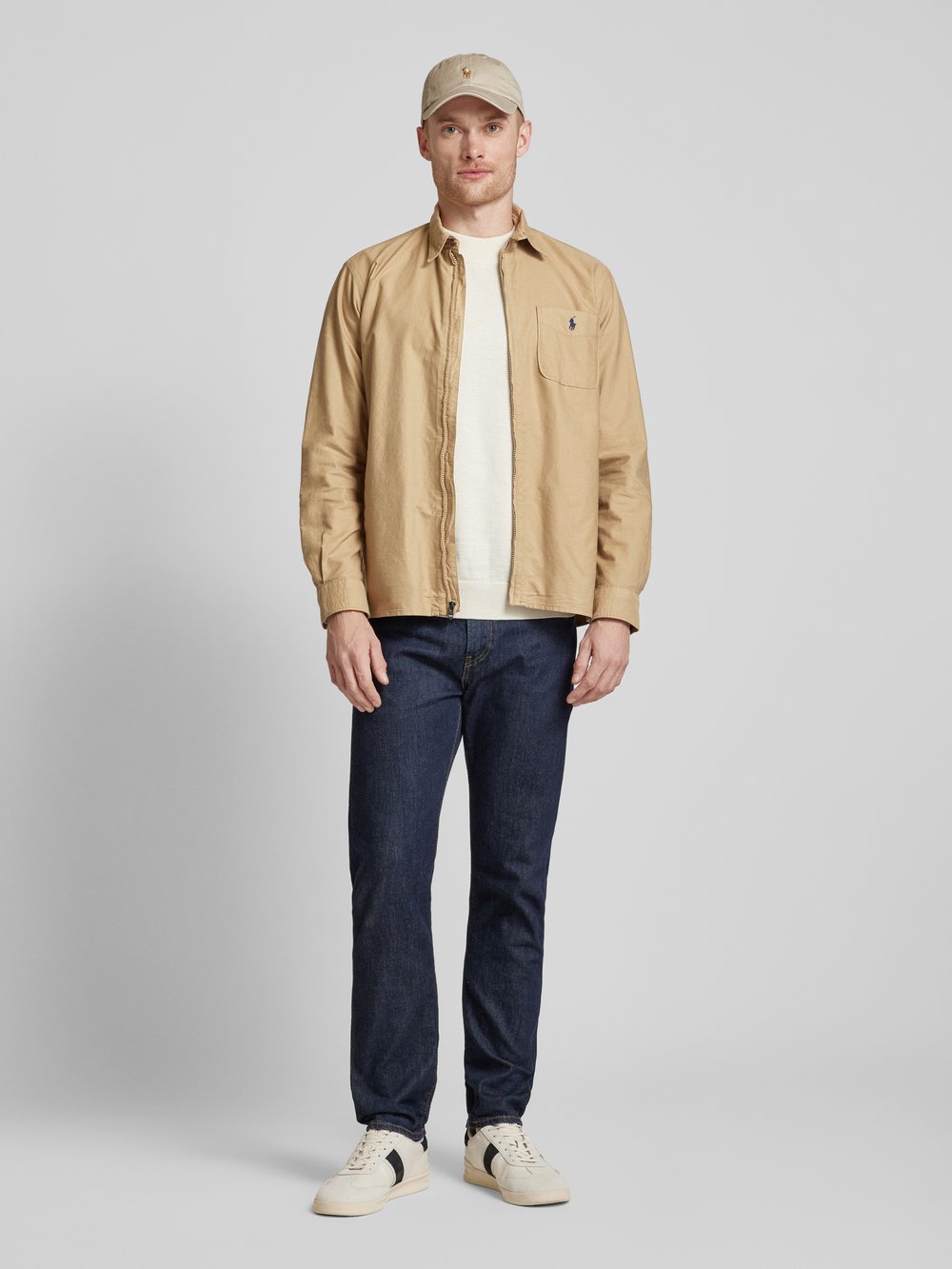 

Повседневная рубашка Classic Fit с застежкой-молнией Polo Ralph Lauren, бежевый