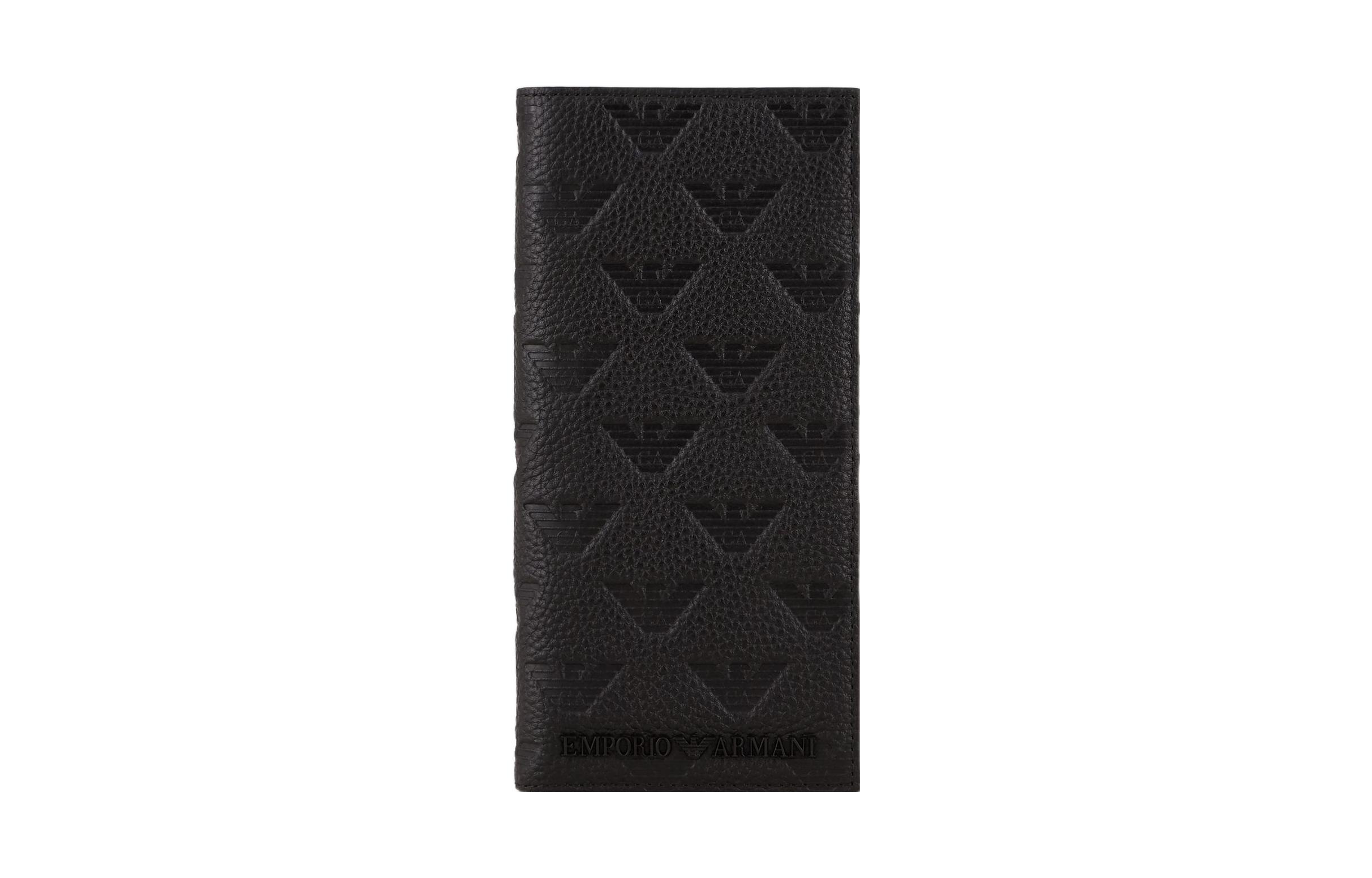 

EMPORIO ARMANI Кошелек из коровьей кожи большого размера, черный, мужской
