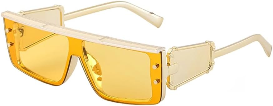 

Маленькие прямоугольные солнцезащитные очки в стиле стимпанк для женщин, прямоугольные солнцезащитные очки для мужчин, цельные солнцезащитные очки в стиле панк HPIRME, C5 Gold Yellow