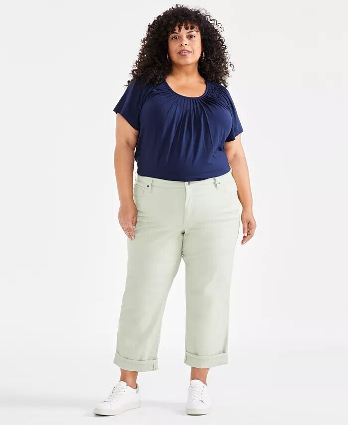 

Джинсы-капри больших размеров Curvy с отворотами Style & Co, зеленый