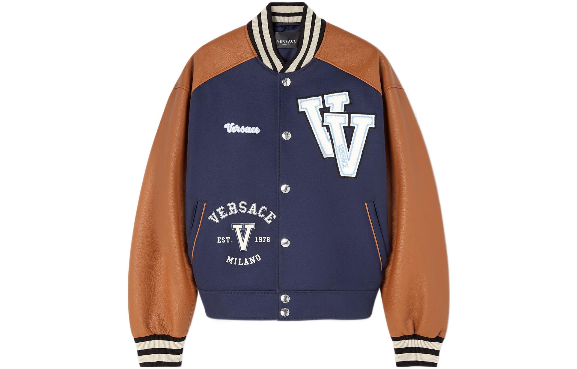 

Весна-Лето 2023 Бейсбольная куртка мужская коричневая VERSACE, Коричневый, Весна-Лето 2023 Бейсбольная куртка мужская коричневая VERSACE