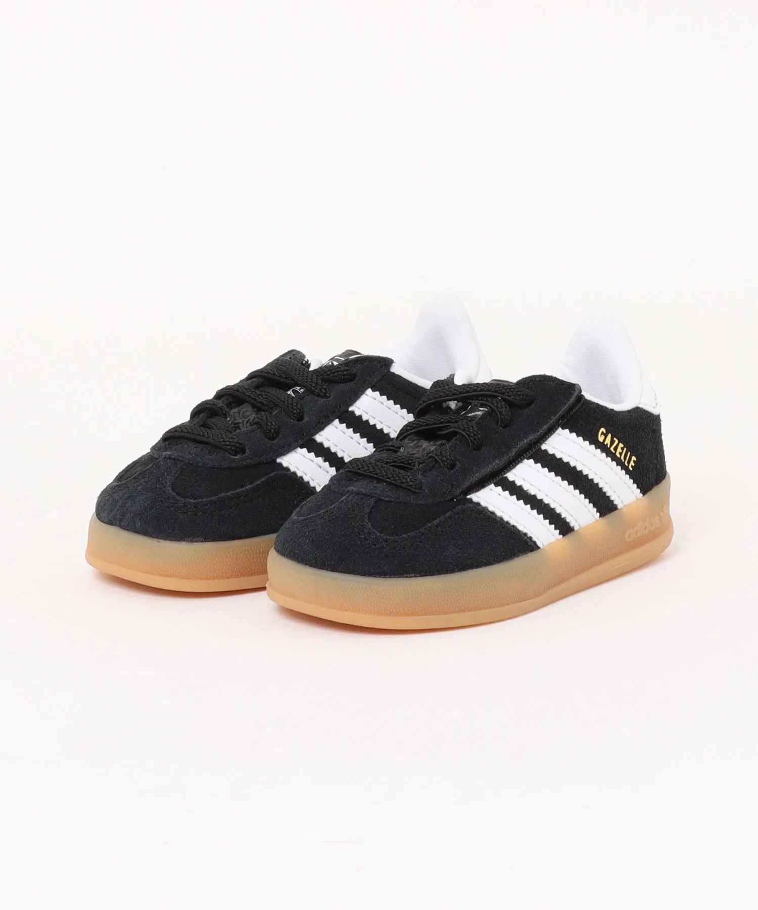 Детские кроссовки adidas Gazelle Indoor CF EL I из натуральной кожи чёрные
