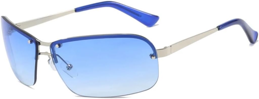 

Модные солнцезащитные очки в стиле панк с двойной перемычкой, овальной оправой, металлическими линзами, для женщин и мужчин, для активного отдыха, поездок и путешествий, защита от УФ-излучения UV400 VVTWSSW, Silver Gradient Blue