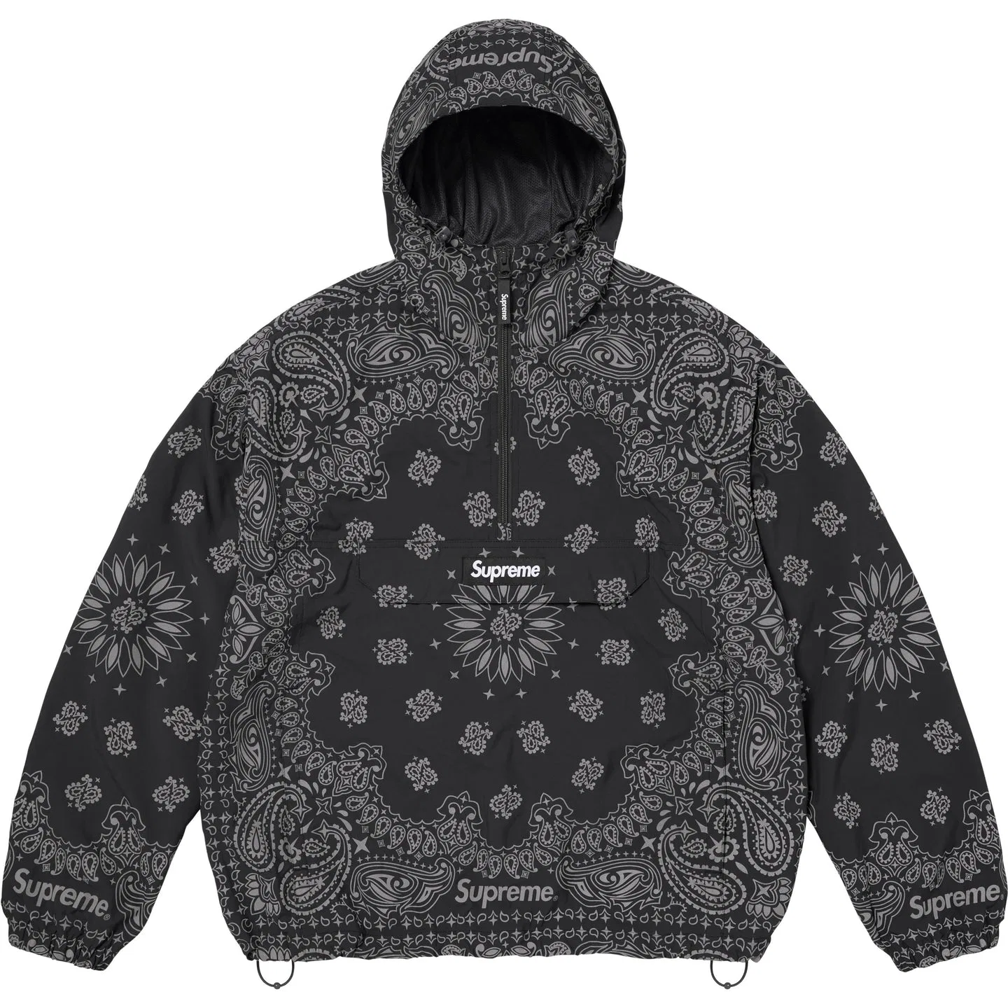 Куртка Supreme с капюшоном, неотстегивающаяся, умеренная, черная
