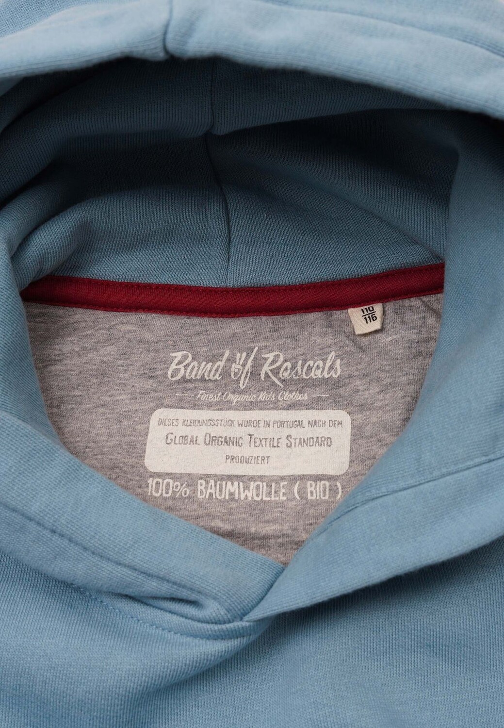 Однотонная толстовка с капюшоном Band of Rascals, цвет Aegean-blue — фото 3