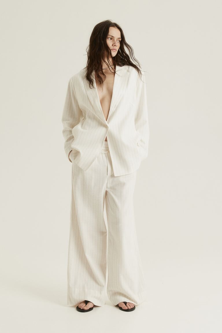 

Широкие брюки без застежки H&M, бежевый