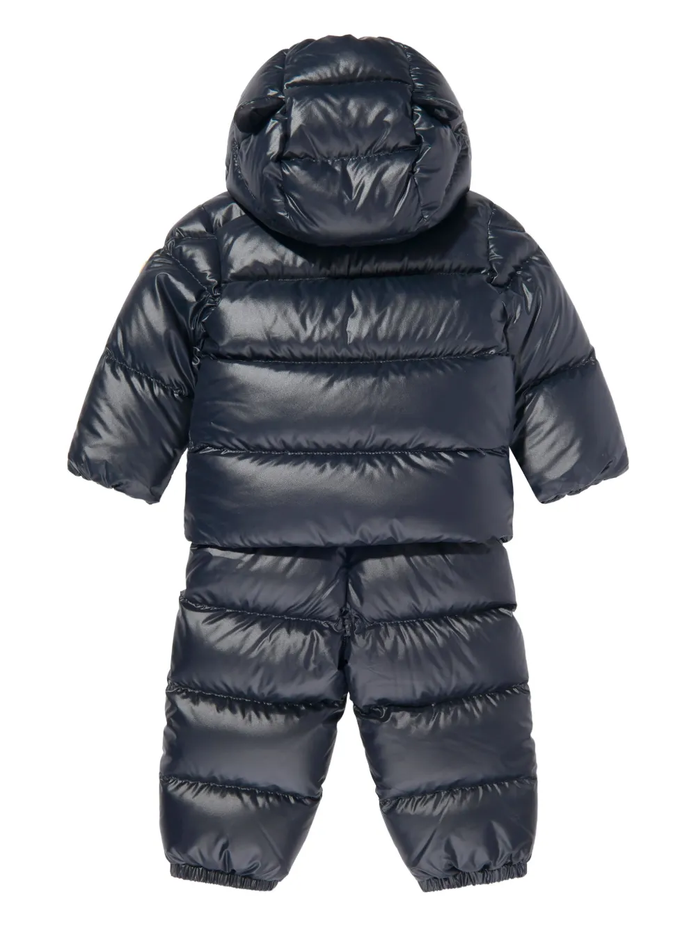 Стеганый зимний комбинезон с капюшоном Moncler Enfant, синий — фото 2