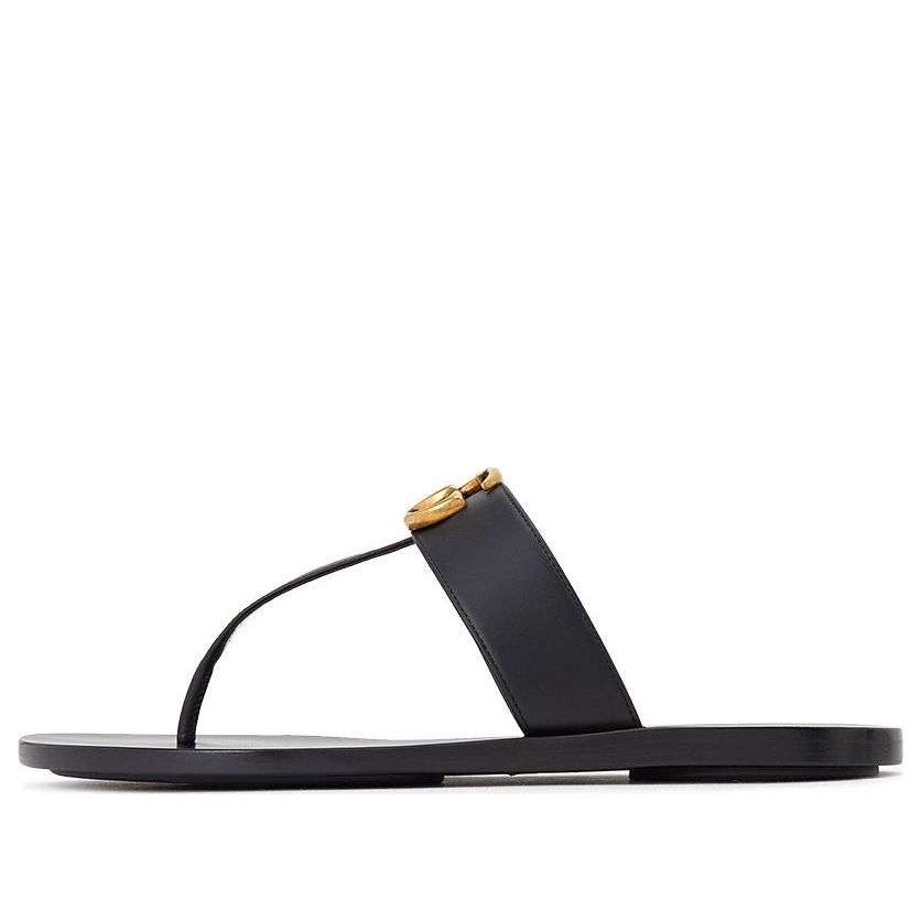 

Сандалии (WMNS) Gucci Thong Sandal With Double G 'Black Leather' 497444-A3N00-1000