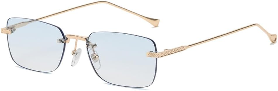 

Солнцезащитные очки UV400 с защитой от ультрафиолета — без оправы, в стиле металлик-панк, для женщин и мужчин, для бега и занятий спортом на открытом воздухе UYPTK, Blue