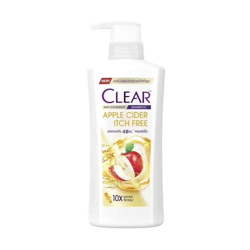 

Clear Шампунь против перхоти Apple Cider Itch Free 400 мл. แชมพูขจัดรังแค ลดความคัน, White