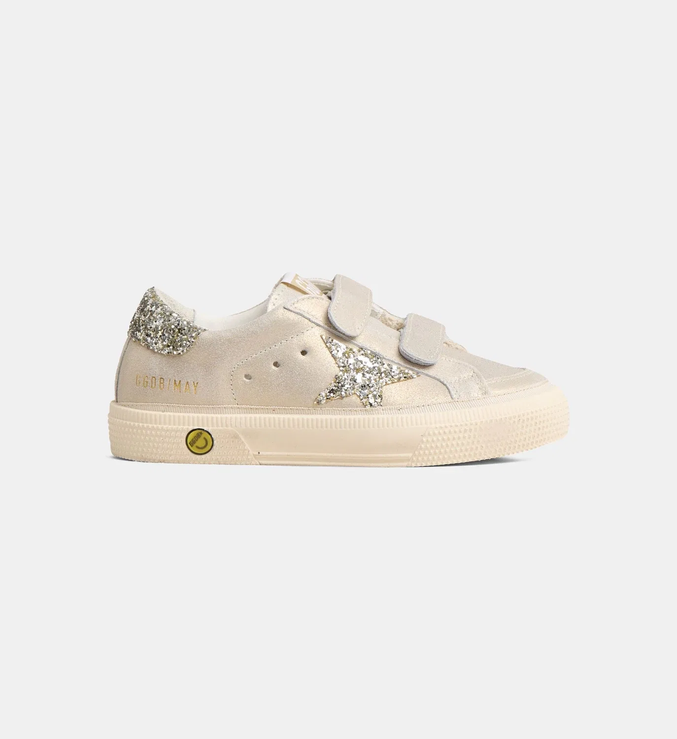 Низкие кроссовки May School из коровьей кожи с блестками Golden Goose, серебряный