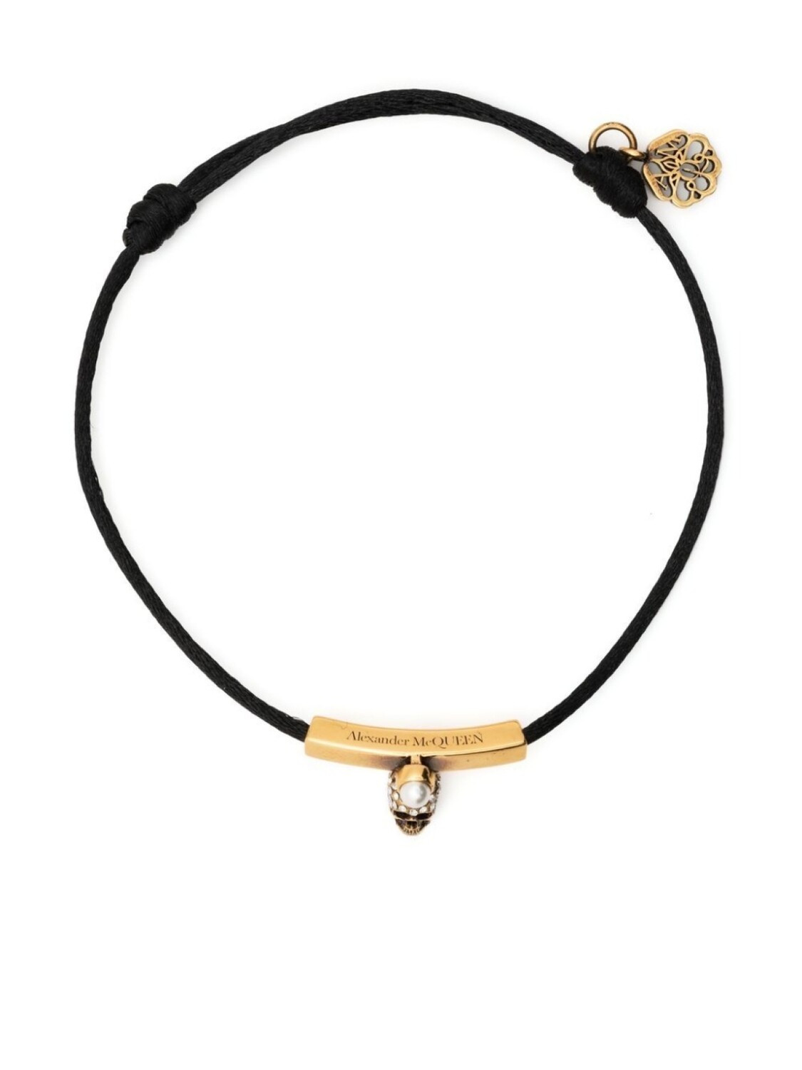 

Браслет с гравировкой логотипа и декором Skull Alexander McQueen, черный