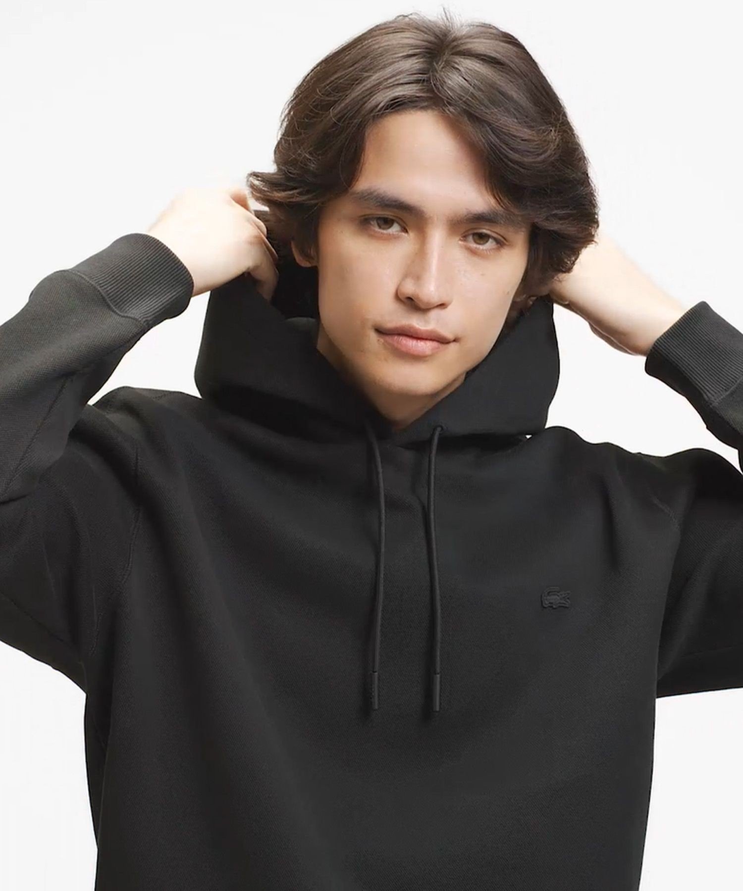 Худи LACOSTE из вязки пике, Black
