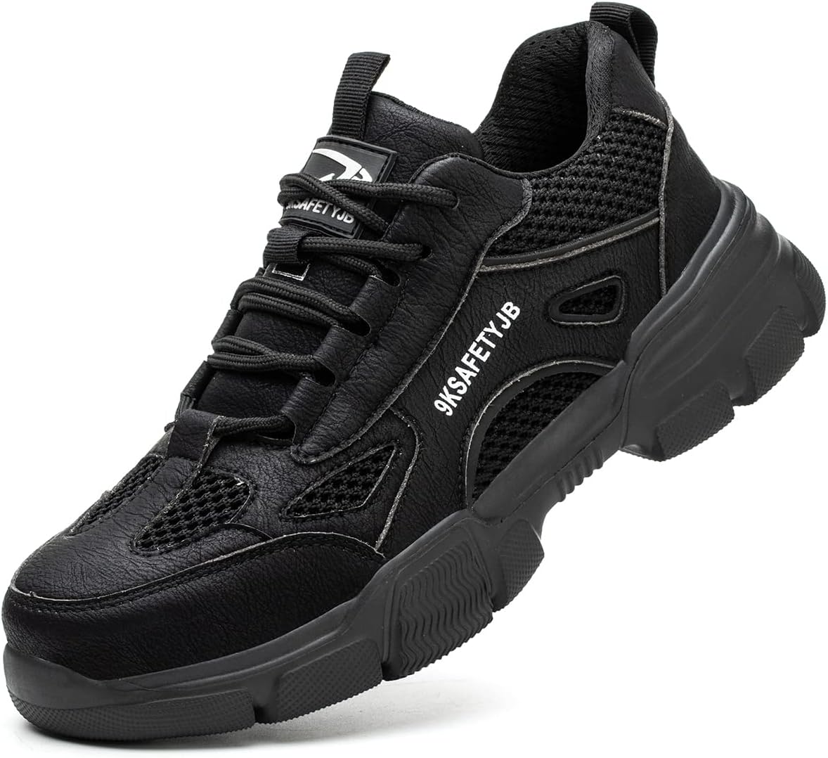 

Стальные ботинки для мужчин и женщин летние кроссовки с дышащей сеткой, противоударные и против проколов, для ходьбы Generic, черный