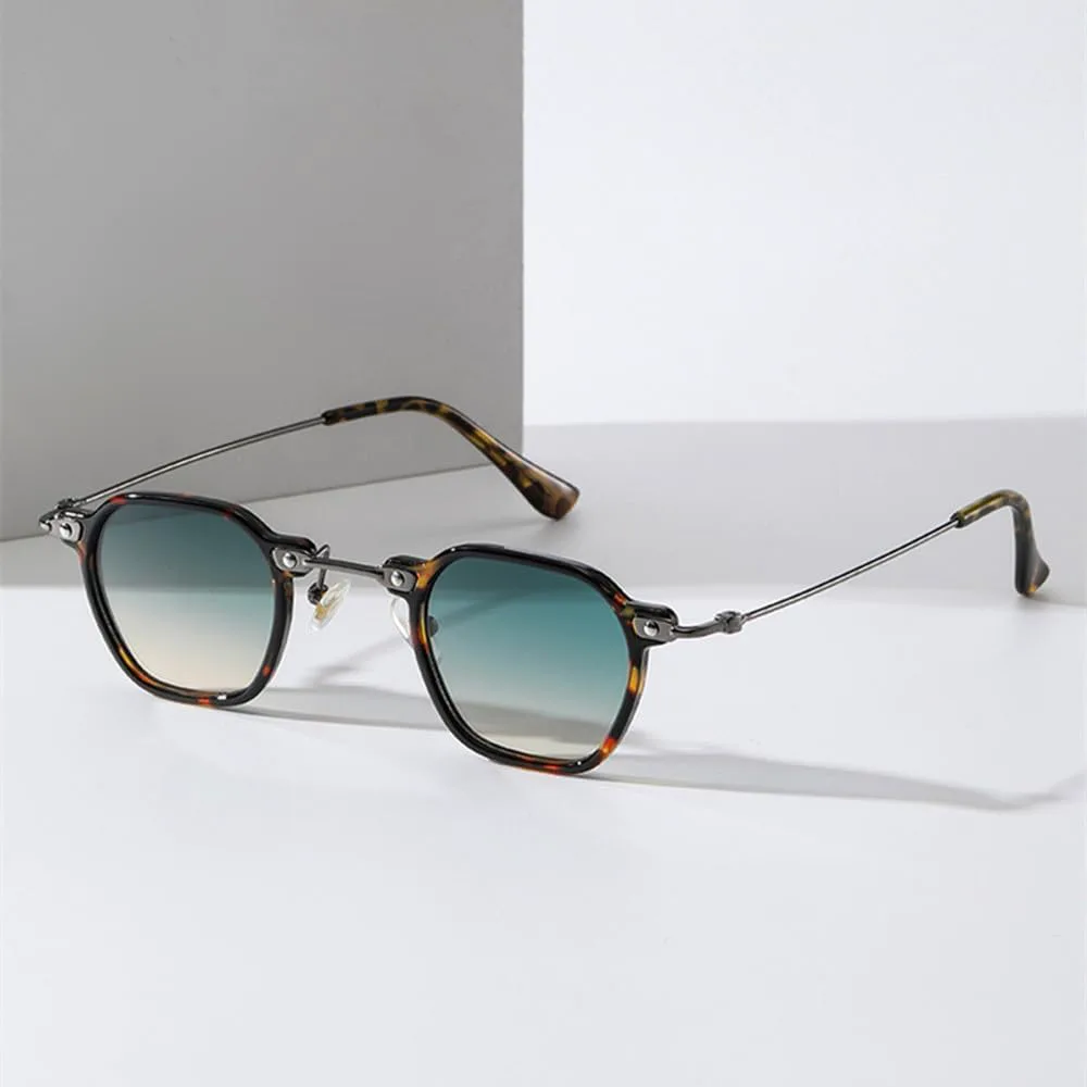 

MUTYNE Популярные модные мужские панк-солнцезащитные очки с прозрачными градиентными линзами UV400 Женские ретро-солнцезащитные очки с заклепками, Leopard Light Brown