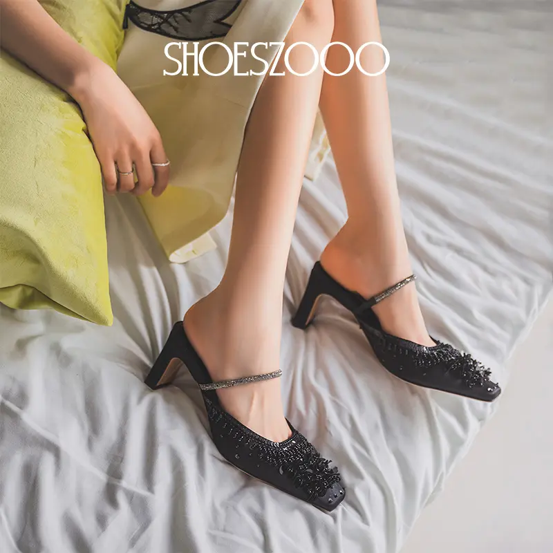 Мюли женские с закрытым носком женские Shoeszooo, серебряный — фото 4