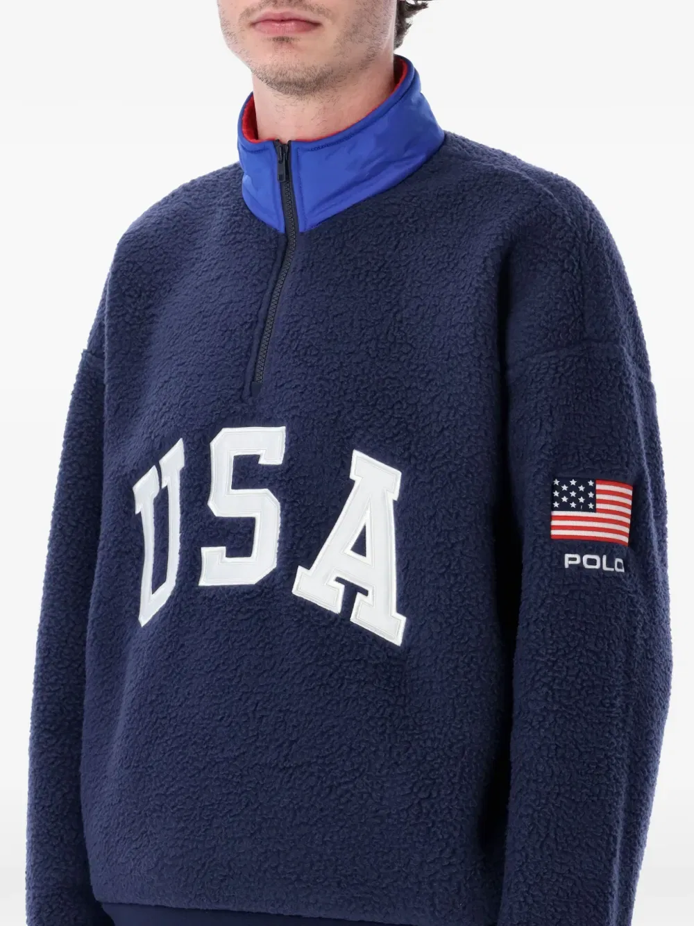 Свитер с флагом на молнии Polo Ralph Lauren, синий — фото 3