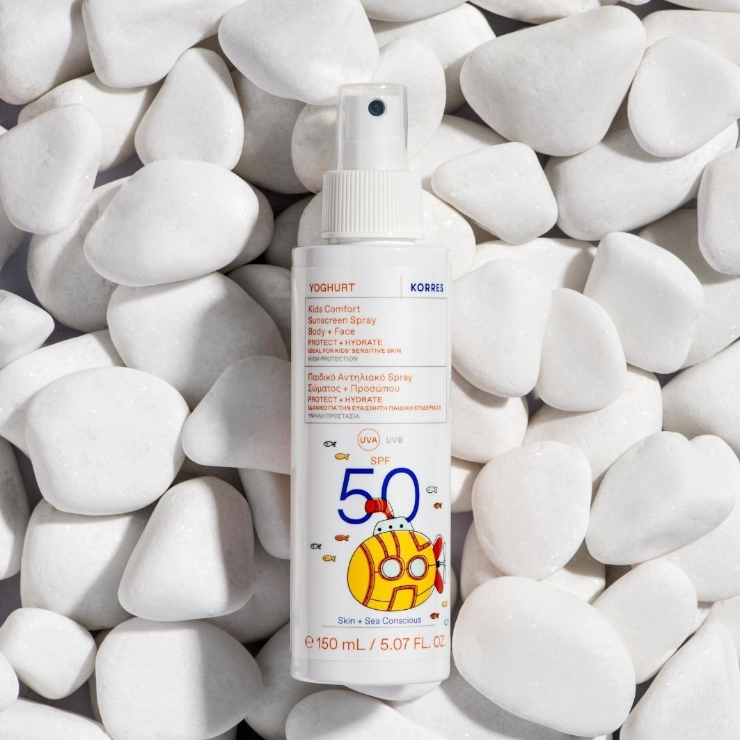 Солнцезащитный спрей yoghurt komfort sonnenschutzspray für kinder für gesicht & körper spf50 Korres, объем 150 мл — фото 2