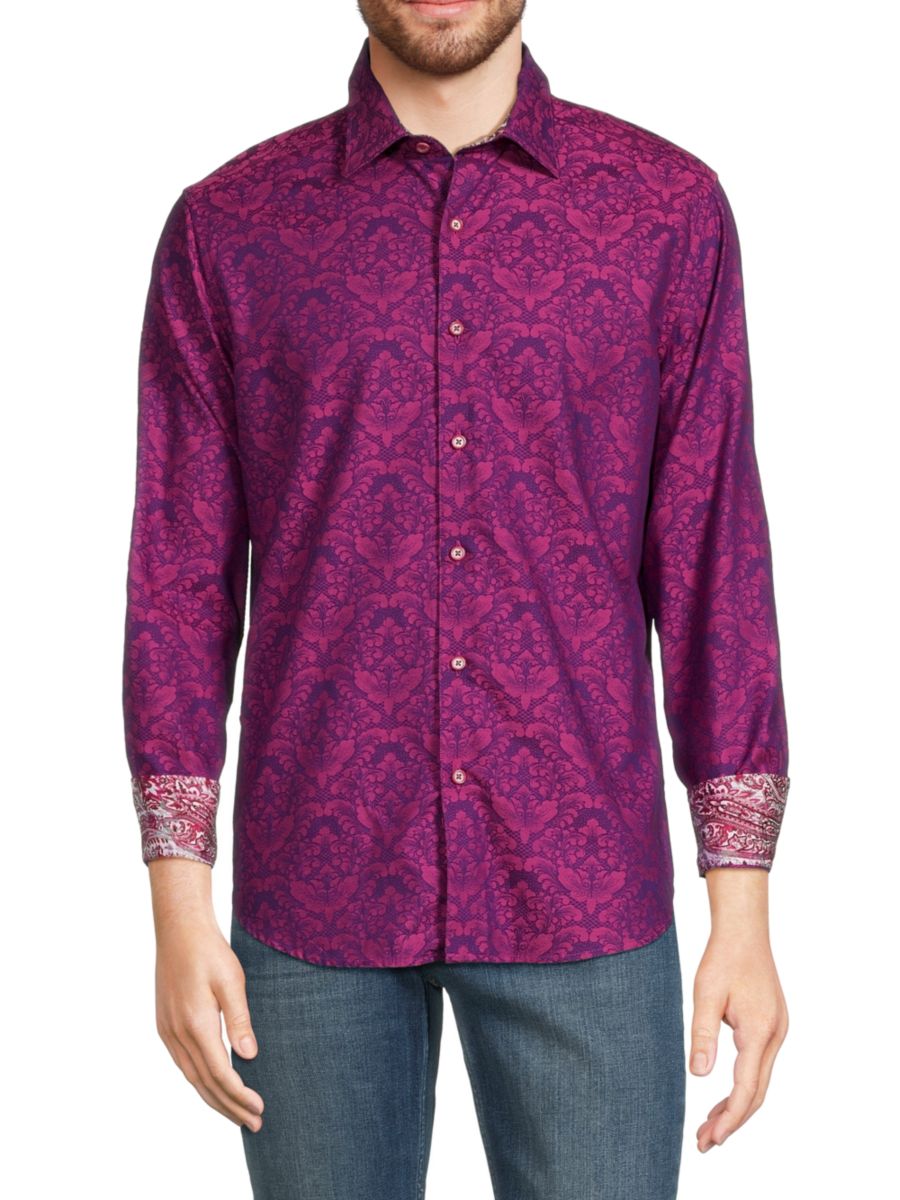 

Рубашка жаккардового узора Bayview Paisley Robert Graham, цвет Raspberry