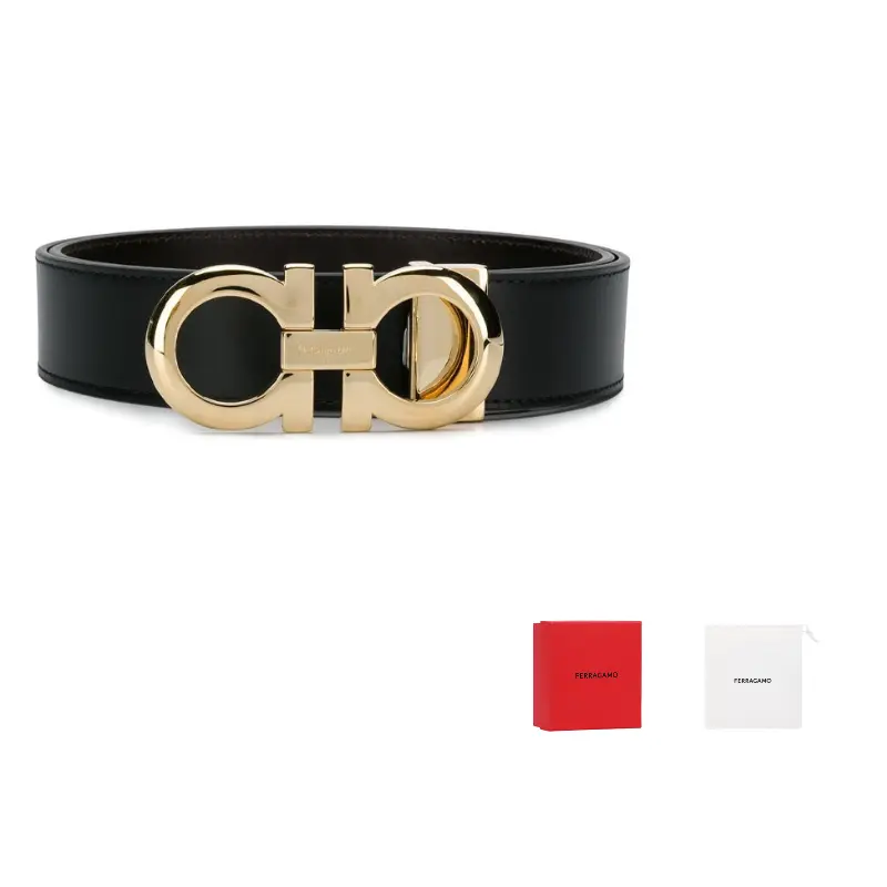 

Ferragamo Ремень из кожи с пряжкой Gancini, Black