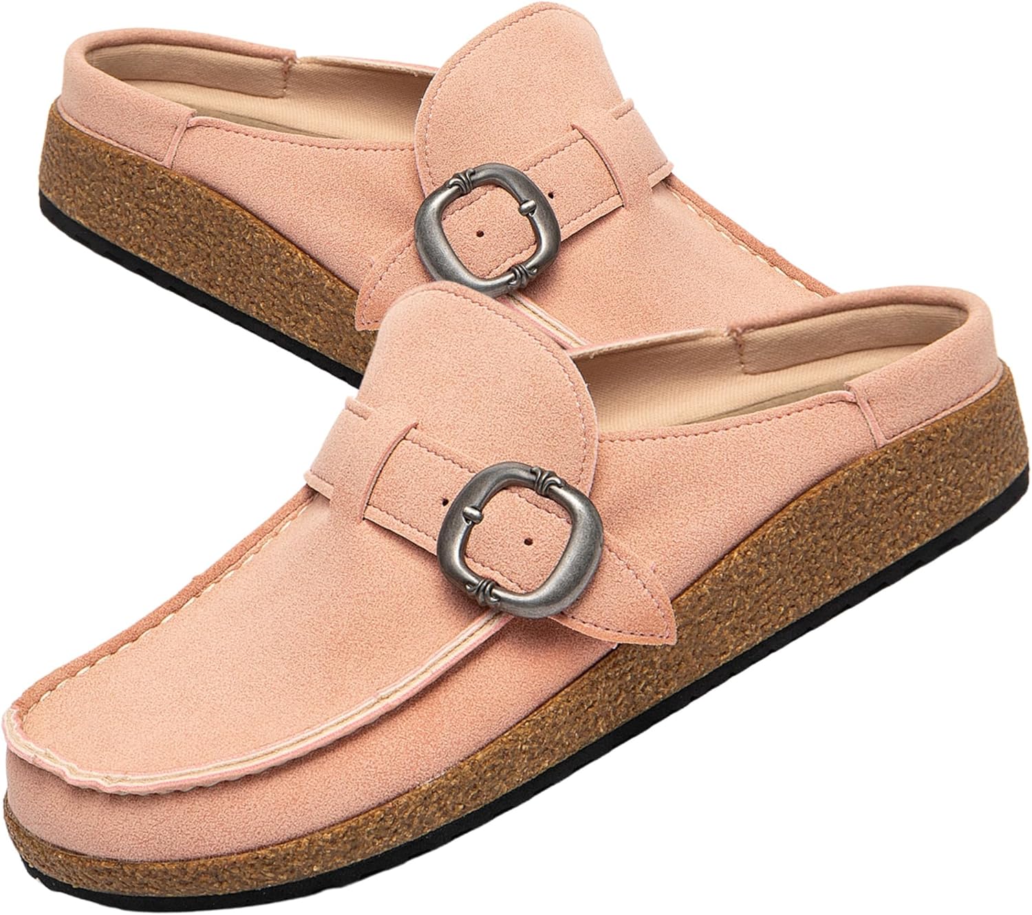 

Женские повседневные мюли и сабо с легкой посадкой, с мягкой подошвой из пены памяти, для женщин и мужчин с нескользящей подошвой, для дома и улицы, поддерживающие комфортную подошву из пробки, мюли для женщин 2025 Beranmey, розовый