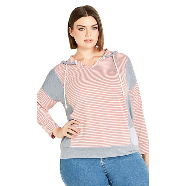 

Женский свитер в полоску plus size Avenue, Pink