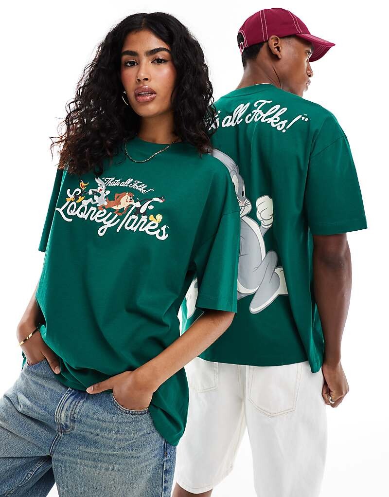 

ASOS DESIGN Unisex — зеленая объемная футболка Looney Tunes Bugs Bunny