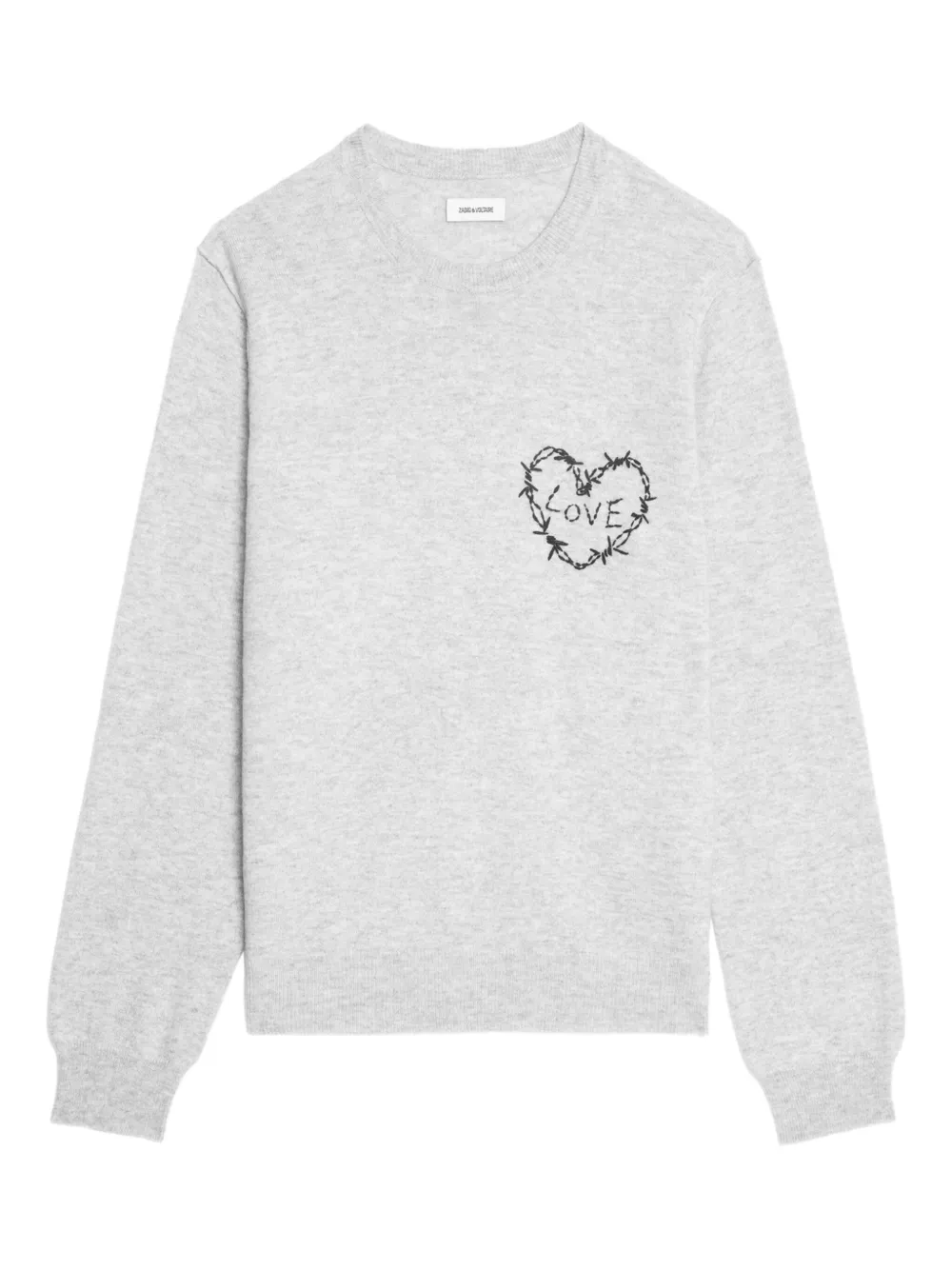 

Свитер с изображением сердца Кеннеди и колючей проволоки Zadig&Voltaire, серый
