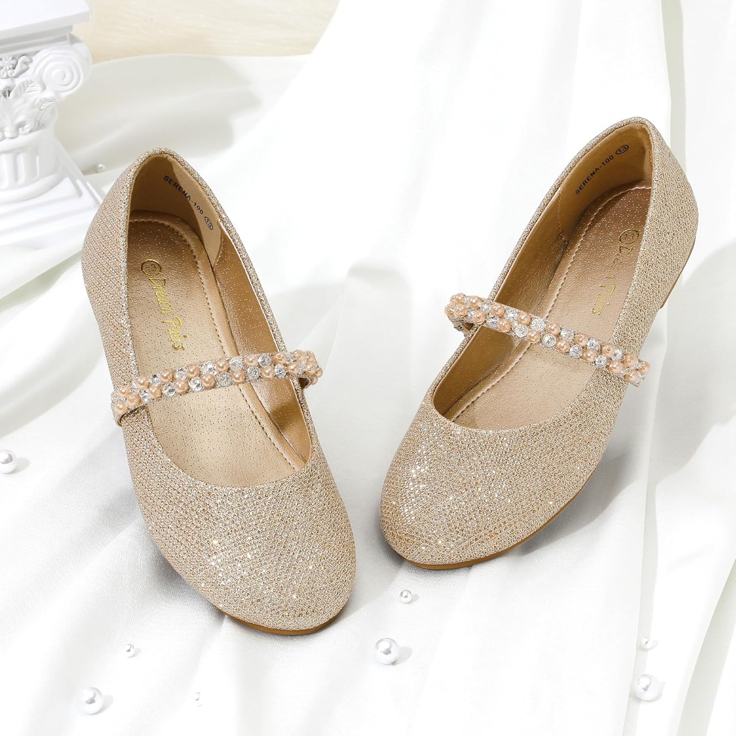 Туфли для девочек DREAM PAIRS Mary Jane Ballerina Flats для свадьбы, вечеринок (малыши/маленькие дети/старшие дети), золотой — фото 3