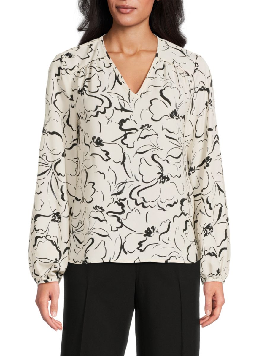 

Топ с цветочным принтом Halston, цвет Cream Black