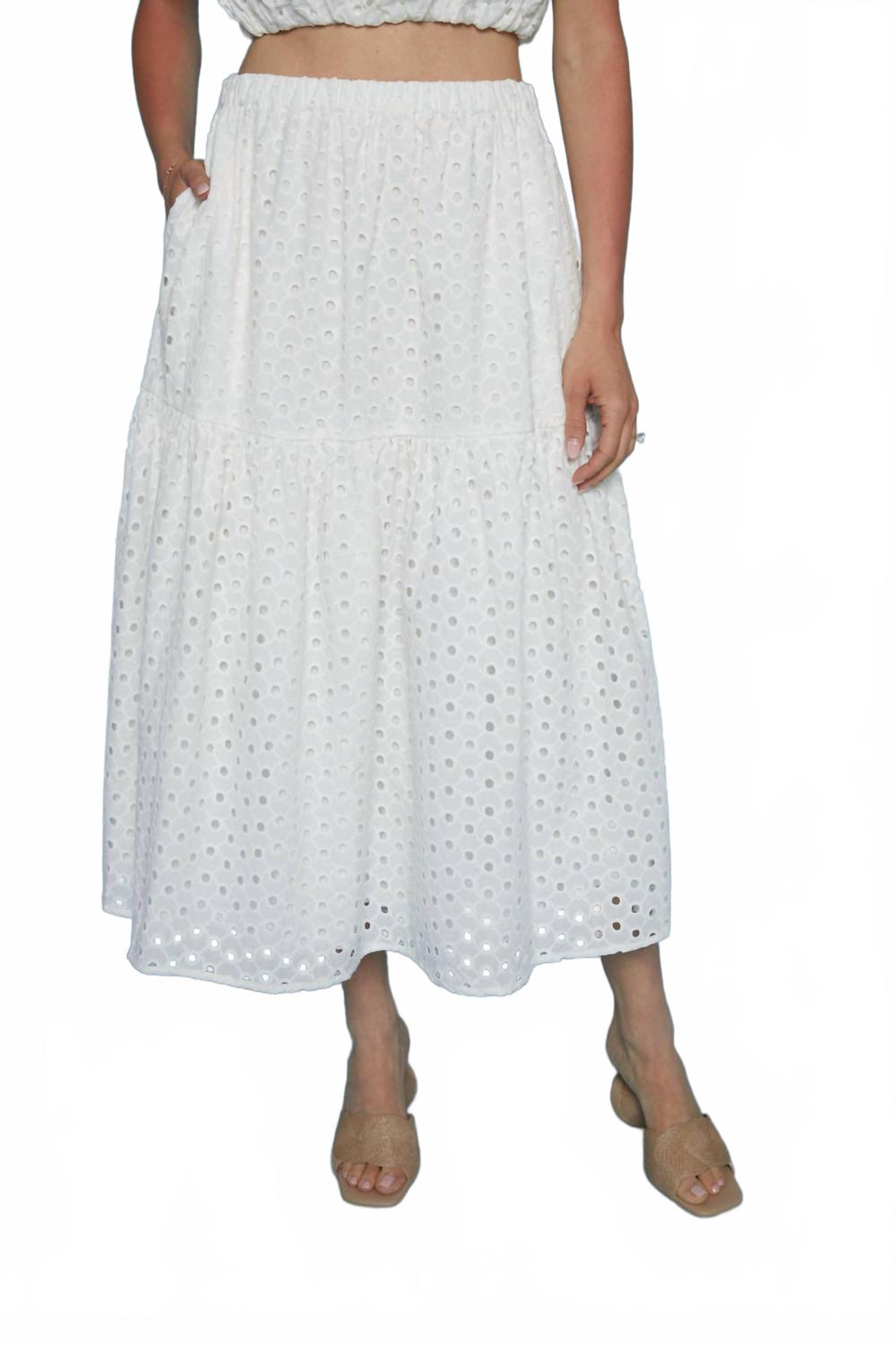 

Налли юбка миди с ажурными вставками в белом цвете ASTR