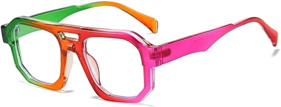 

Разноцветные солнцезащитные очки с двойной перемычкой для женщин, градиентная оправа для мужчин, ретро-панк солнцезащитные очки, защита от УФ-излучения UV400 VFDHN, 5