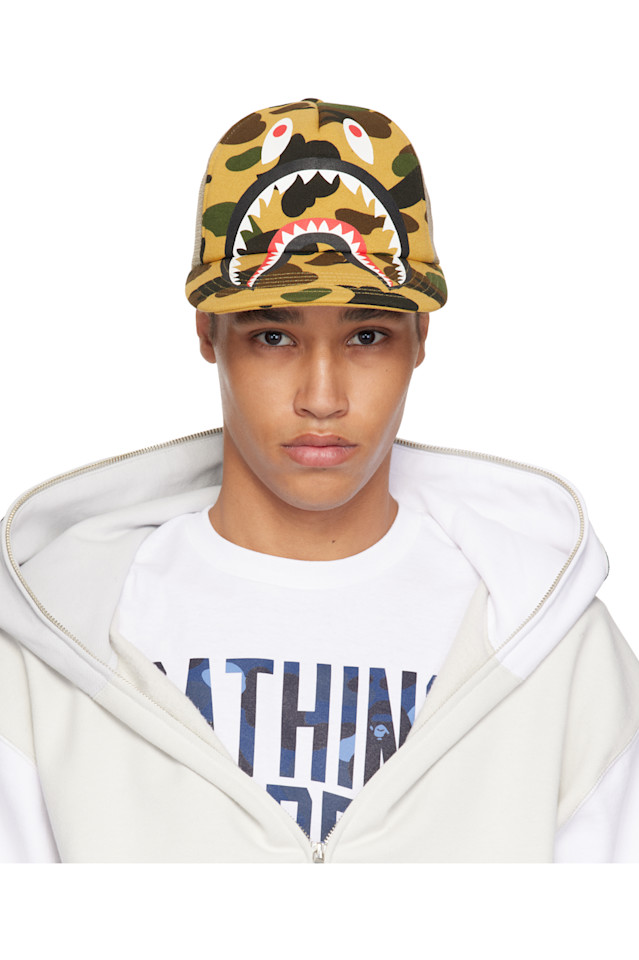 

1St камуфлированная кепка с акульей сеткой Bape, желтый