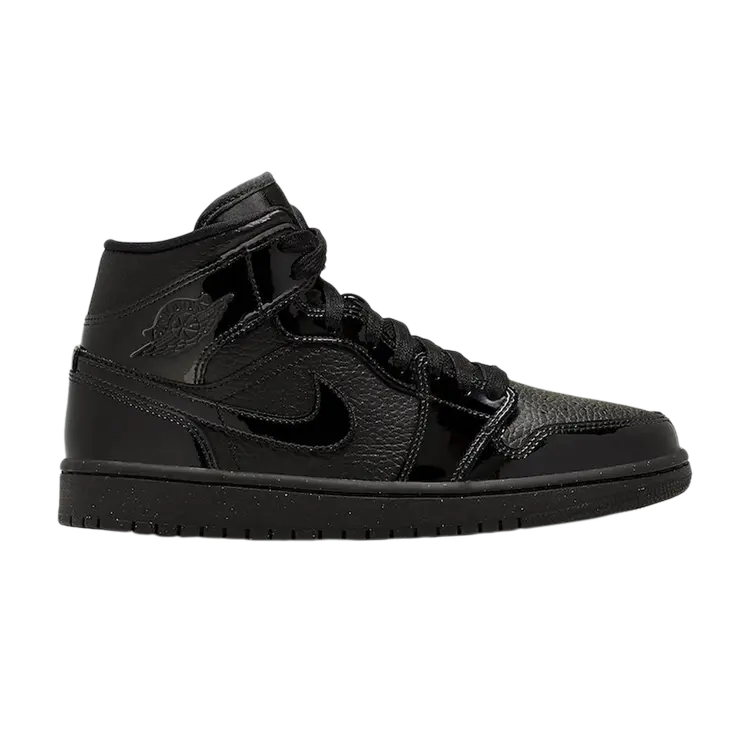 

Кроссовки Air Jordan Wmns Air Jordan 1 Mid Patent 'Triple Black', черный