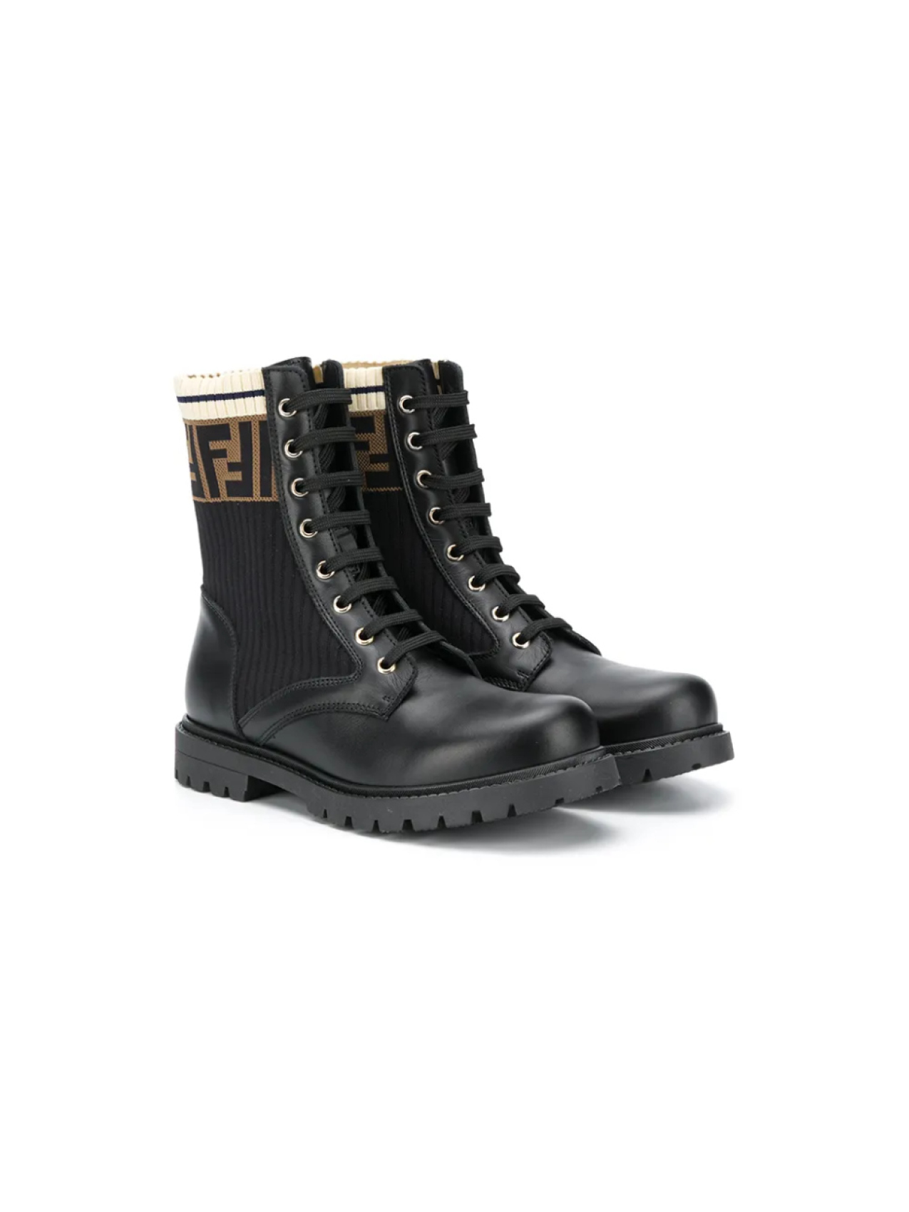 

Ботинки на шнуровке с логотипом FF Fendi Kids, черный