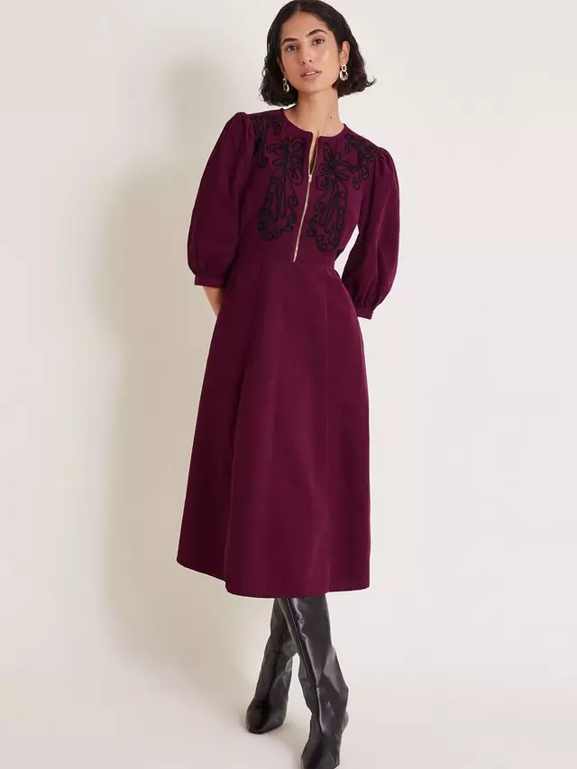 

Платье Monsoon Kaia Embroidered, бордовый