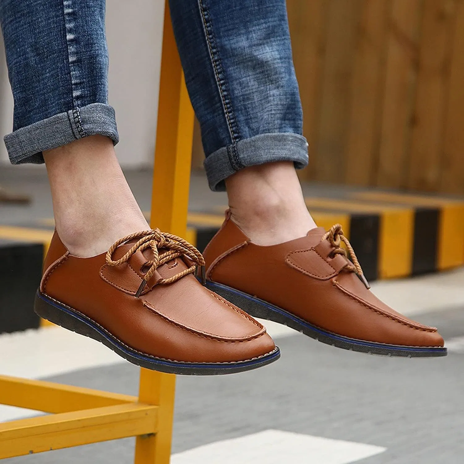 Herren Kleiderschuhe Herrenleder formelle Schuhe Kleiderschuhe Оксфорды Vintage Schuhschuhe Arbeit FODEL CASISSCHUS (Шварц, 8-США) Generic, Schwarz — фото 3