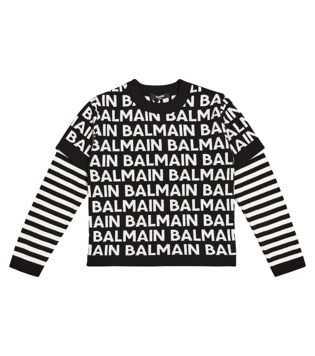 

Свитер интарсия с логотипом из смесовой шерсти Balmain, разноцветный