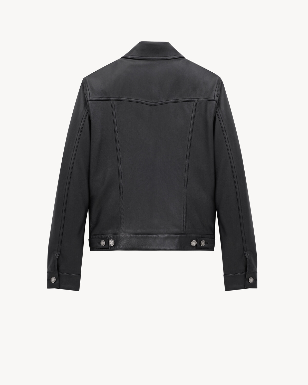 Джинсовая куртка из ягнячьей кожи Saint Laurent, черный — фото 2